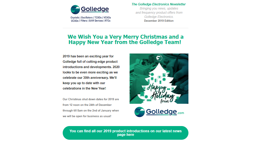 We wish you a very Merry Christmas and a Happy New Year from all the Golledge Team!