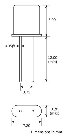 Package footprint and pad configuration drawing for the Golledge UM-1 Crystal showing full dimensions. Package footprint and pad configuration drawing for the Golledge UM-1 Crystal showing full dimensions.